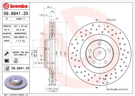 Гальмівний диск BREMBO 09.8841.3X