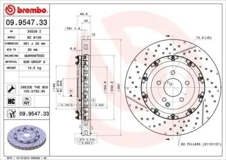 Гальмівний диск BREMBO 09.9547.33