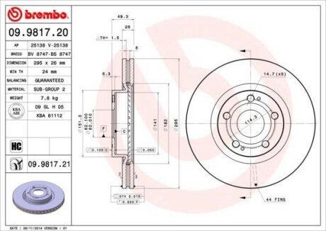 Гальмівний диск BREMBO 09.9817.20