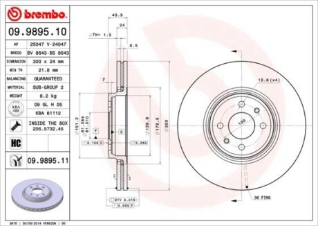 Гальмівний диск BREMBO 09.9895.10