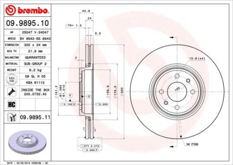 Тормозной диск BREMBO 09.9895.11