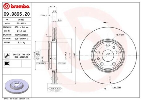 Тормозной диск BREMBO 09.9895.20