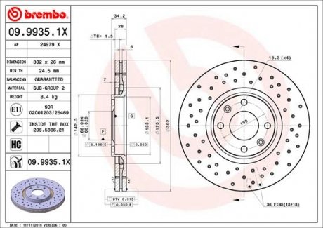 Гальмівний диск BREMBO 09.9935.1X