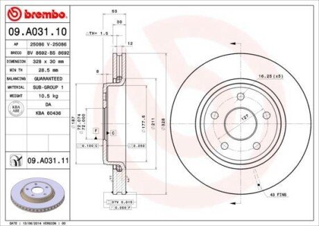 Гальмівний диск BREMBO 09.A031.10