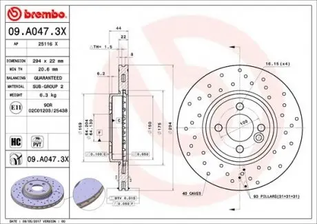 Гальмівний диск BREMBO 09.A047.3X
