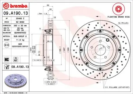 Гальмівний диск BREMBO 09.A190.13