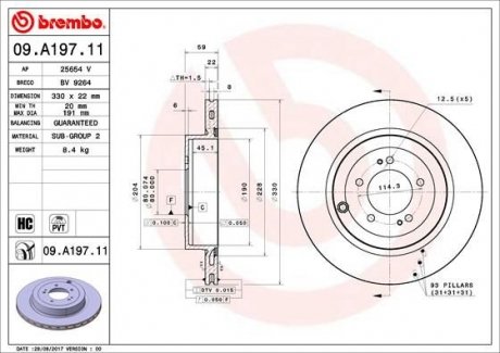 Гальмівний диск BREMBO 09.A197.11