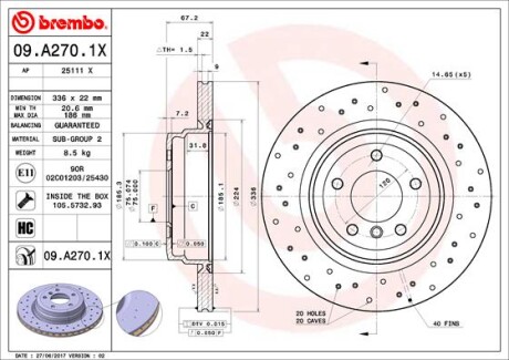 Гальмівний диск BREMBO 09.A270.1X