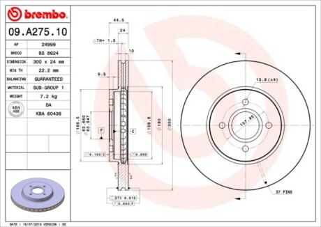 Тормозной диск BREMBO 09.A275.10