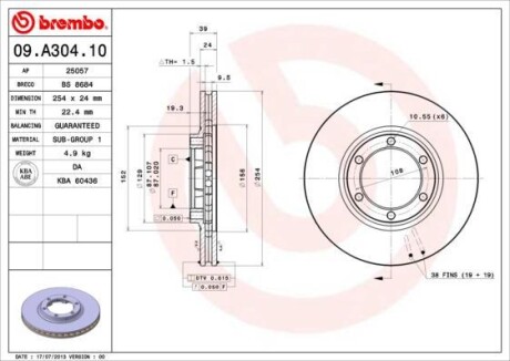 Тормозной диск BREMBO 09.A304.10