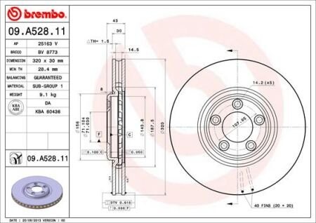 Гальмівний диск BREMBO 09.A528.11