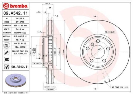 Тормозной диск BREMBO 09.A542.11