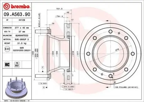 Гальмівний диск BREMBO 09.A563.90