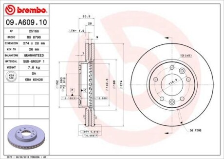 Тормозной диск BREMBO 09.A609.10