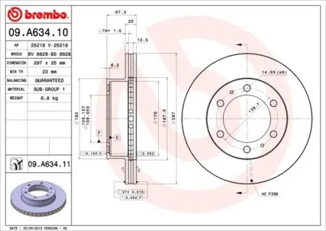 Тормозной диск BREMBO 09.A634.10
