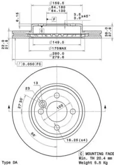 Гальмівний диск BREMBO 09.A761.11