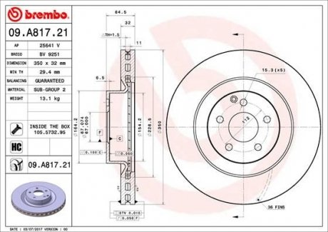 Гальмівний диск BREMBO 09.A817.21