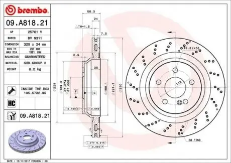 Тормозной диск BREMBO 09.A818.21