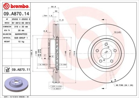 Гальмівний диск BREMBO 09.A870.11