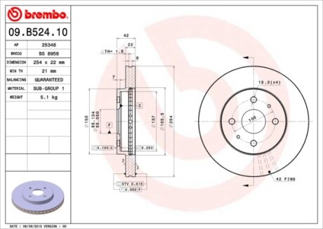 Тормозной диск BREMBO 09.B524.10