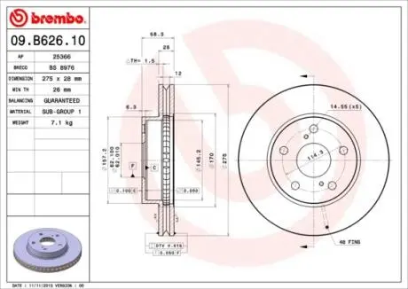 Гальмівний диск BREMBO 09.B626.10