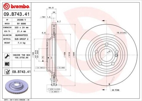 Гальмівний диск BREMBO 09.B743.41