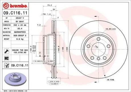 Тормозной диск BREMBO 09.C116.11