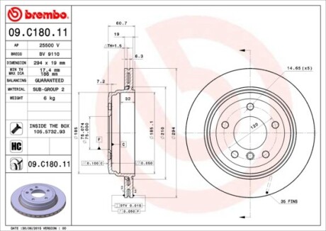 Гальмівний диск BREMBO 09.C180.11