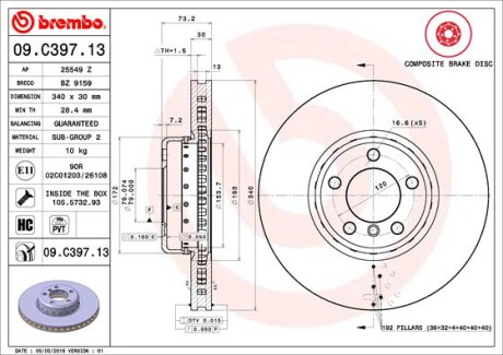 Тормозной диск BREMBO 09.C397.13