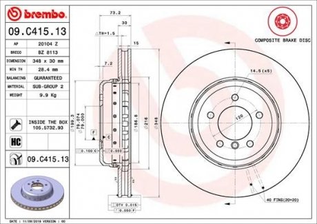 Тормозной диск BREMBO 09.C415.13