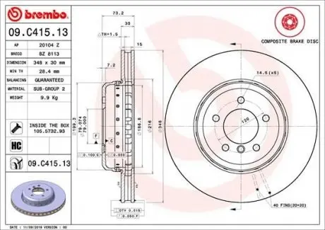 Тормозной диск BREMBO 09.C415.13