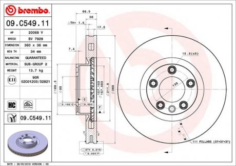 Гальмівний диск BREMBO 09.C549.11