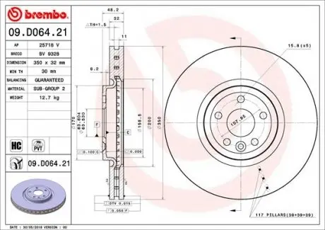 Гальмівний диск BREMBO 09.D064.21