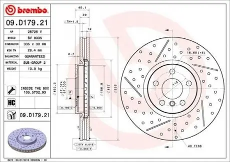 Тормозной диск BREMBO 09.D179.21