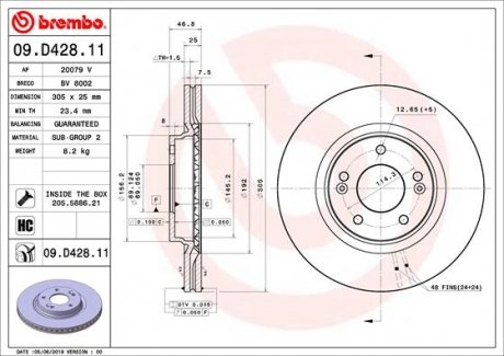 Тормозной диск BREMBO 09.D428.11