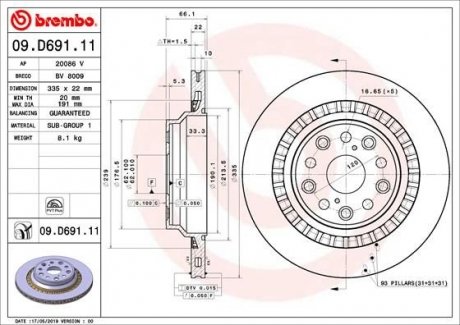 Тормозной диск BREMBO 09.D691.11