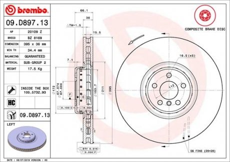 Гальмівний диск BREMBO 09.D897.13