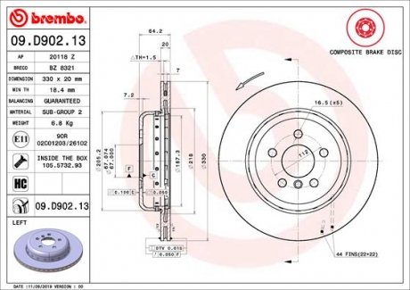 Гальмівний диск BREMBO 09D90213