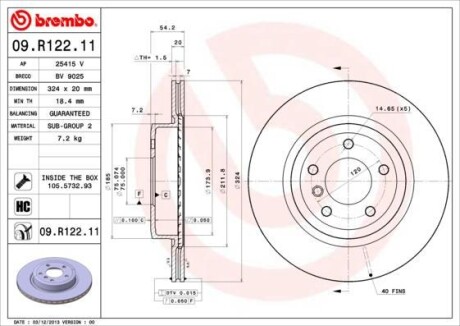 Гальмівний диск BREMBO 09.R122.11