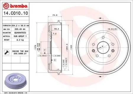 Тормозной барабан BREMBO 14.C010.10