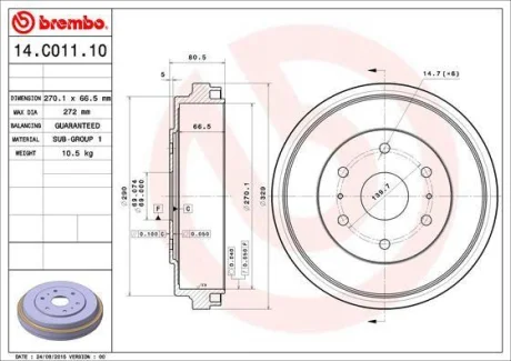 Гальмівний барабан BREMBO 14.C011.10
