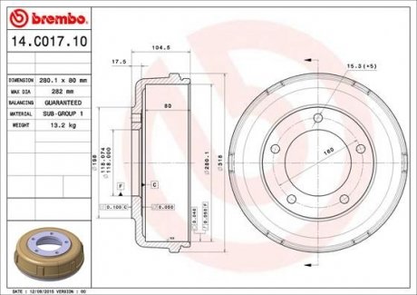 Гальмівний барабан BREMBO 14.C017.10