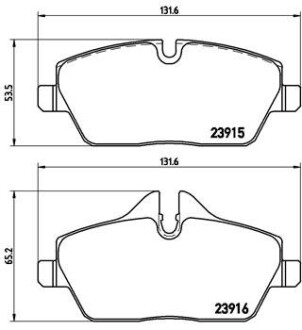 Колодка тормозов. диск. MINI COOPER 06-,ONE 09-,CLUBMAN 2010-передн. (выр-во) BREMBO P06 034