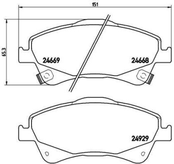 Колодка гальм. диск. TOYOTA AURIS, AVENSIS передн. BREMBO P 83 109