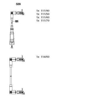 Провода зажигания VW Polo 1.0-1.6 i 93-02/Golf 1.3-1.6 83-97/Seat Ibiza 1.5-1.6 03-09 (к-кт) BREMI 539