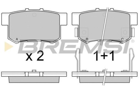 Тормозные колодки зад. Civic 98-/Accord 90-03 (Akebono) (47,5x89x14,5) BREMSI BP2544