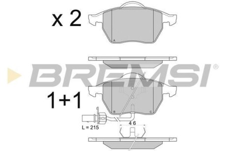 Тормозные колодки пер. Passat B5/Audi A4/A6 00-05 (с датчиком) BREMSI BP2816