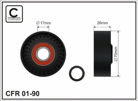 Ролик поликлинового ремня (отдельно) (17x70x26) BMW E36 E46 E39 E60 93-10 CAFFARO 0190