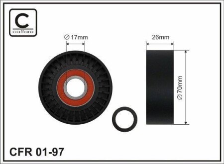 Ролик натяжителя поликлинового ремень (17x70x26) BMW 3(E46) 5(E39) 95-08 CAFFARO 01-97