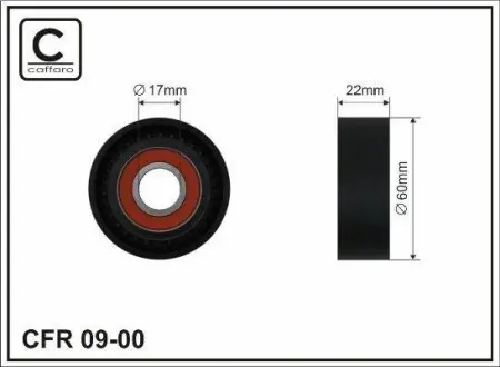 Ролик натяжителя поликлинового ремня (17x60x22) Ford Fiesta 1.8D 89-01 CAFFARO 09-00